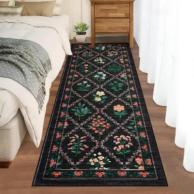 coucheta Washable Runner Rug for Hallways Non Slip Modern Farmhouse Ultra Soft Bedroom Decor Rugs, for Kitchen, Entryway, Living Room, Trellis