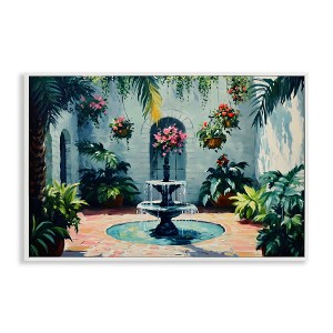 Stupell Industries Floral Fountain Courtyard Framed Giclee Art - 1 of 4