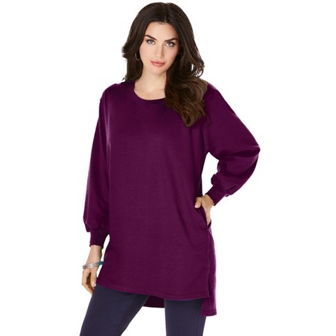 Roaman's Women's Plus Size Blouson Sleeve High-Low Sweatshirt - image 1 of 4