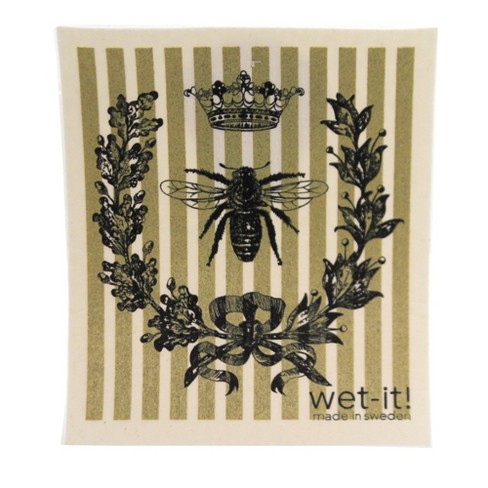 Bees & Bugs on Grey Swedish Dishcloth