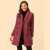 Allegra K Women's Elegant Notched Lapel Double Breasted Long Sleeve Winter Overcoat - 2 of 4
