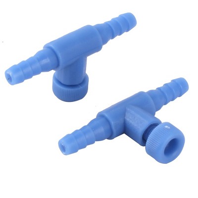 Unique Bargains Aquarium Fish Tank Plastic 2 Way Air Flow Lever Pump Control Valves Blue 2 Pcs
