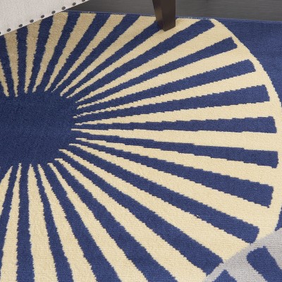 Reversible Hand-Knotted Navy Synthetic 8' x 10' Area Rug