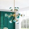 Rennnsan Nuvio 37" W 12 -Light Gradient Blue Glass Dimmable Contemporary Sputnik Chandelier in Brushed Gold - 4 of 4