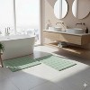 Knightsbridge Stylish And Comfortable Traditional Summer Tile Design 2 PC Cotton Bath Rug Set 20"x30" & 24"x40" White - 2 of 4