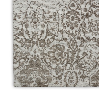 Ivory Medallion Flat Woven Reversible Runner Rug