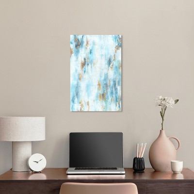 Textured Blue and Gold Abstract Canvas Wall Art, 16" x 24"