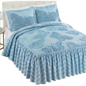 Collections Etc Butterfly Textured Chenille Ruffled Border Bedspread - 1 of 3