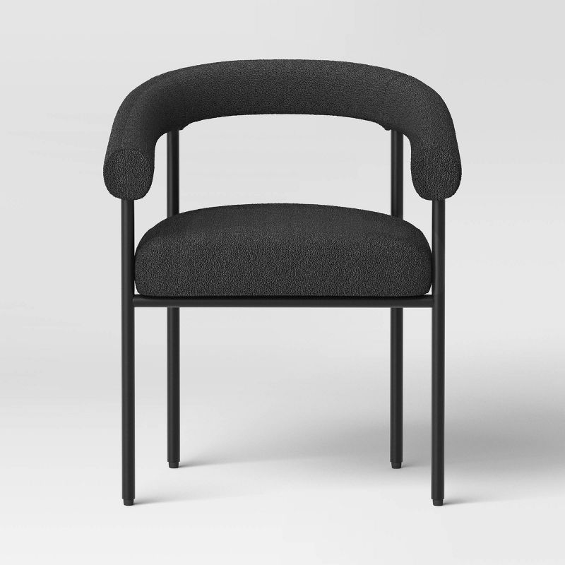 Upholstered Barrel Dining Chair Black - Threshold™, 4 of 7