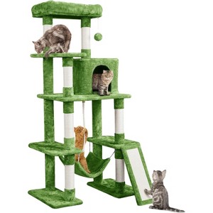 Large Multi-Level Cat Tree, 63 Inches Tall with Sisal-Covered Scratching Posts, Condo, Hammock - 1 of 4