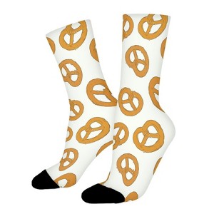 Pretzels Food Women Printed Crew Socks Funny Funky Socks Soft Polyester Novelty Gifts for Artists Men - 1 of 1