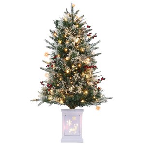 3FT Pre-Lit Artificial Christmas Tree,Tabletop Christmas Tree with Pine Cones - 1 of 4