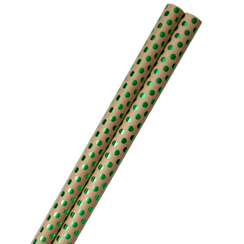 JAM Paper &#38; Envelope 2ct Foil Dotted Gift Wrap Roll Green, 4 of 6