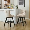 Resenkos Counter Bar Stools, Counter Stool,Swivel Velvet Barstools with Button Tufted Decoration and Wooden Legs, Set of 2 (Beige) - 3 of 4