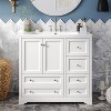 Vynxaria 36 in. 1 Freestanding White Bath Vanity with White Resin Top Bathroom Vanities with 4 Storage Drawers and Shelf, Soft Closing Doors - 2 of 4