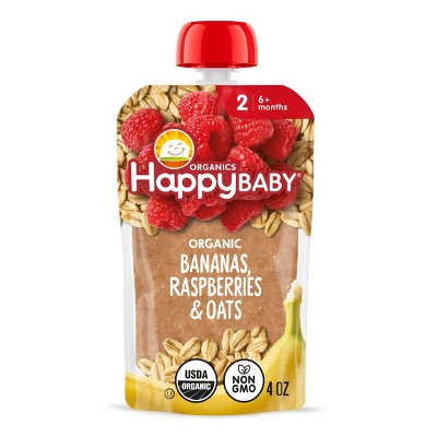 Happy Baby Organics Clearly Crafted Stage 2 Bananas, Raspberries & Oats - 4oz