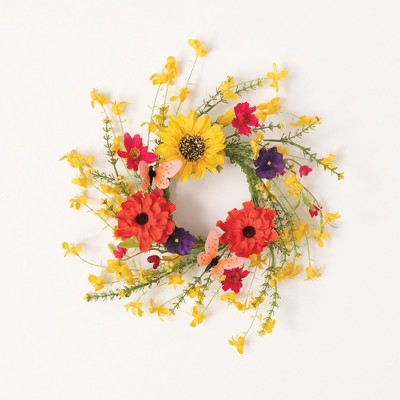 Sullivans Artificial Summer Wildflower Wreath 21.75wide : Target