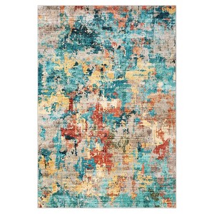 Area Rug for Living Room, Blue Colorful Modern Abstract Washable Rug with Non-Slip Backing, Ultra-Thin Soft Large Rug for Bedroom & Dining Room - 1 of 4