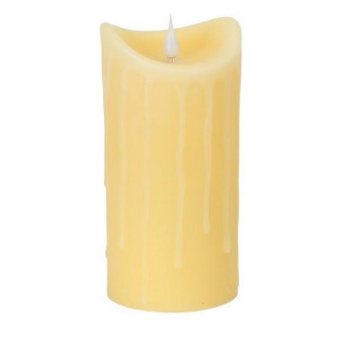 Melrose 7" Prelit LED Simplux Dripping Wax Flameless Pillar Candle with Moving Flame - Ivory