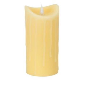 Melrose 7" Prelit LED Simplux Dripping Wax Flameless Pillar Candle with Moving Flame - Ivory - 1 of 3