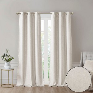 PAGED Printed Faux Silk Total Blackout Curtain Panel,2 PCS Window Curtain Panel with Grommet Top,Curtains for Bedroom,Living Room - 1 of 4