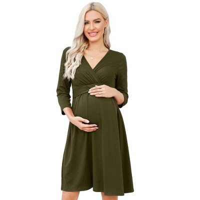 LXT-Women's Nursing 3/4 Sleeve A Line Party Midi Dress