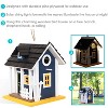 Sunnydaze 9.25" Charming Cottage Wood Hanging Bird House with Solar Light Blue - 3 of 4