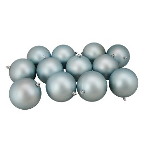 Northlight 12ct Shatterproof Matte Christmas Ball Ornament Set 4" - Blue - 1 of 2