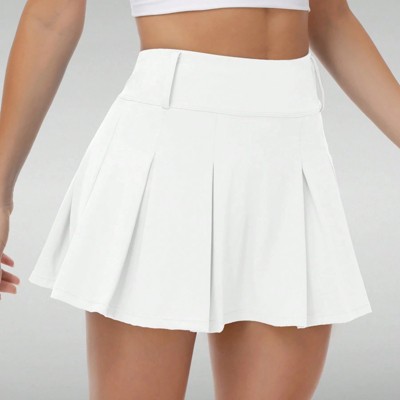 Clotth Women’s Mid Waisted Pleated Tennis Skirt with Pockets - 2-in-1 Athletic Skort,Soft Stretch Fabric for Golf,Running,Yoga & Casual Wear