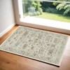 3' X 5' Beige and Blue Oriental Power Loom Distressed Area Rug With Fringe - 2 of 4