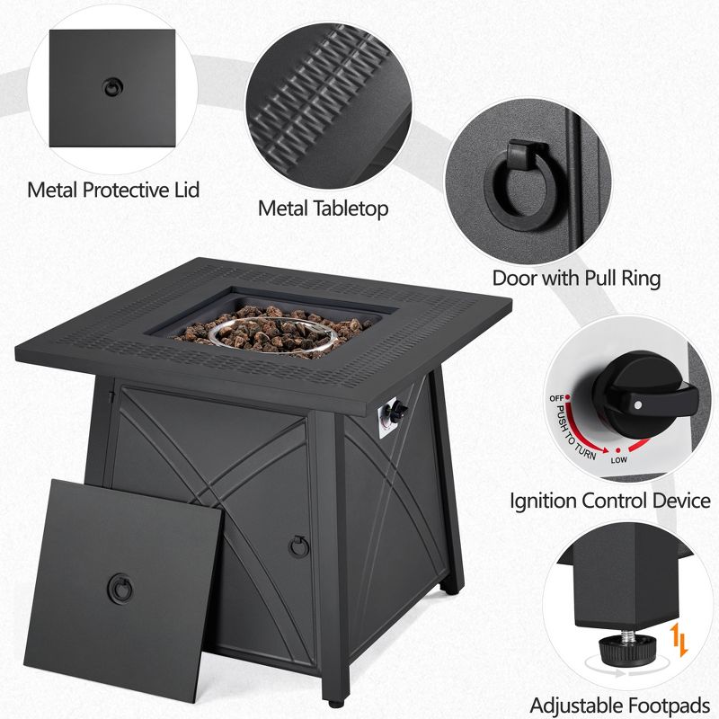 Yaheetech 28" Propane Gas Fire Pit with Lid and Iron Tabletop, 4 of 9