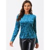 INSPIRE CHIC Women's Casual Vintage Velvet Crew Neck Long Sleeve T-shirts - 4 of 4