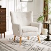 Vynxaria Mid-Century Modern Accent Chair Button-Tufted Back, Granular Plush Fabric, Rubber Wood Legs, Ergonomic Design, Easy Installation - 2 of 4