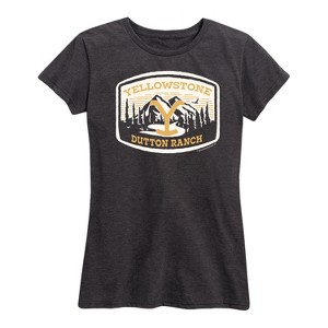 Women's - Yellowstone - Dutton Ranch Montana Mountains Badge Short Sleeve Graphic T-Shirt - 1 of 4