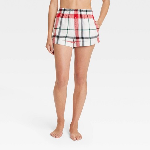 Women's Flannel Pajama Shorts - Stars Above™ Cream Plaid Xxl : Target
