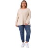 Women's Plus Size Exposed Seams Side Slit High Low Hem Crew Neck Casual Long Sleeve T Shirts - Agnes Orinda - 3 of 4