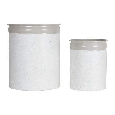 Gray Metal Set of 2 Planters - Foreside Home & Garden