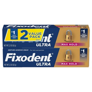 Fixodent Ultra Max Hold Dental Adhesive - 2.2oz/2pk - 1 of 4