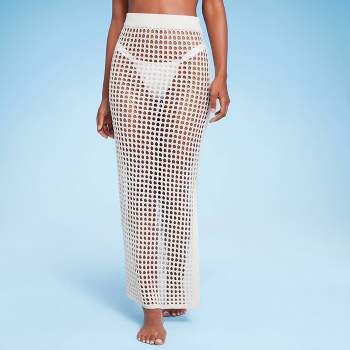 Women's Pull-On Crochet Cover Up Skirt - Shade & Shore™ Off-White