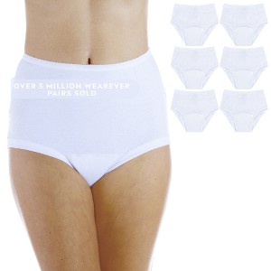 6-Pack Wearever Women's 100% Cotton Banded Leg Incontinence Panty Regular Absorbency - 1 of 4