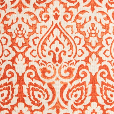 22" Orange and Natural Cotton Damask Square Throw Pillow
