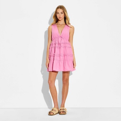 Женские платья Wild Fable Women's Mini Tiered Ruffle Babydoll Dress - Wild Fable™ Rose Pink M — фото 2