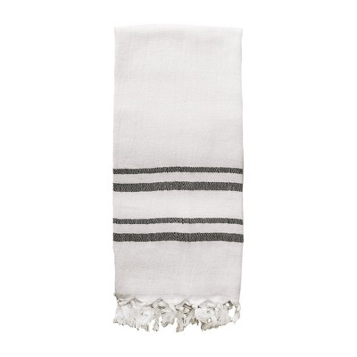 Turkish Towel Solid Black Stripe