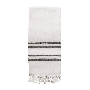 Sweet Water Decor Haley Turkish Hand Towel Two Black Stripe - 19x35" - 1 of 4