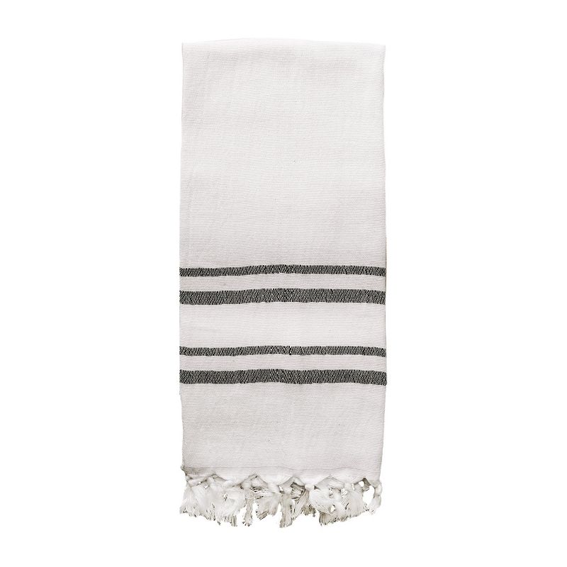 Sweet Water Decor Haley Turkish Hand Towel Two Black Stripe - 19x35", 1 of 7