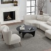 Wooakway 38"L 16"H 38"D Round Wood Coffee Table Teapoy End Table Side Table with Cross Legs for Livingroom - 3 of 4
