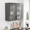 Vynxaria Retro Wall-Mounted Cabinet with Hazy Waffle-Grid Glass Doors and 2 Adjustable Shelves - Stylish Storage for Bathroom, Kitchen,  Living Room - 2 of 4