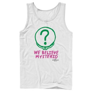 Men's Marvel Spider-Man: No Way Home We Believe Mysterio Pink and Green Tank Top - 1 of 4