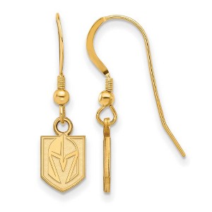 Black Bow Jewelry 14k Yellow Gold Plated Sterling Silver Vegas Golden Knights NHL Dangle Earrings - 1 of 3
