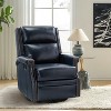Favonius Wooden Upholstery Genuine Leather Swivel Rocker Recliner with Nailhead Trim for Bedroom and Living Room| ARTFUL LIVING DESIGN - 2 of 4